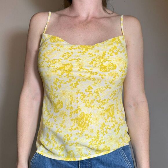 Loft Yellow and White Floral Spaghetti Strapped Cowl Top Size XSP - Picture 1 of 5